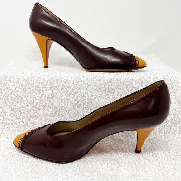 Andrew Gellar made in Italy brown and mustard yellow pumps. Size 7.5 women’s - Picture 14 of 16